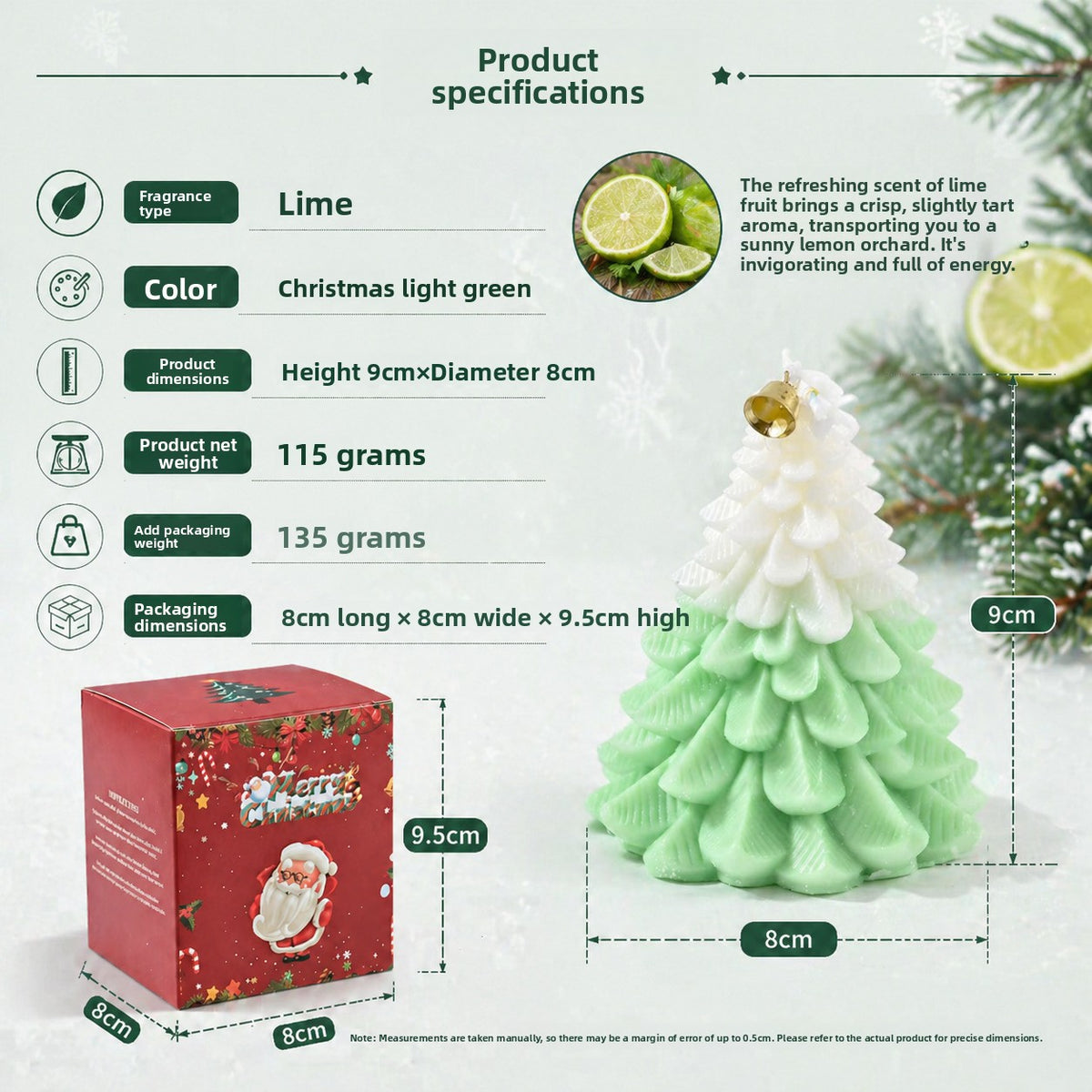 Handmade Christmas Tree Scented Candle Novelty Holiday Gift Box Set