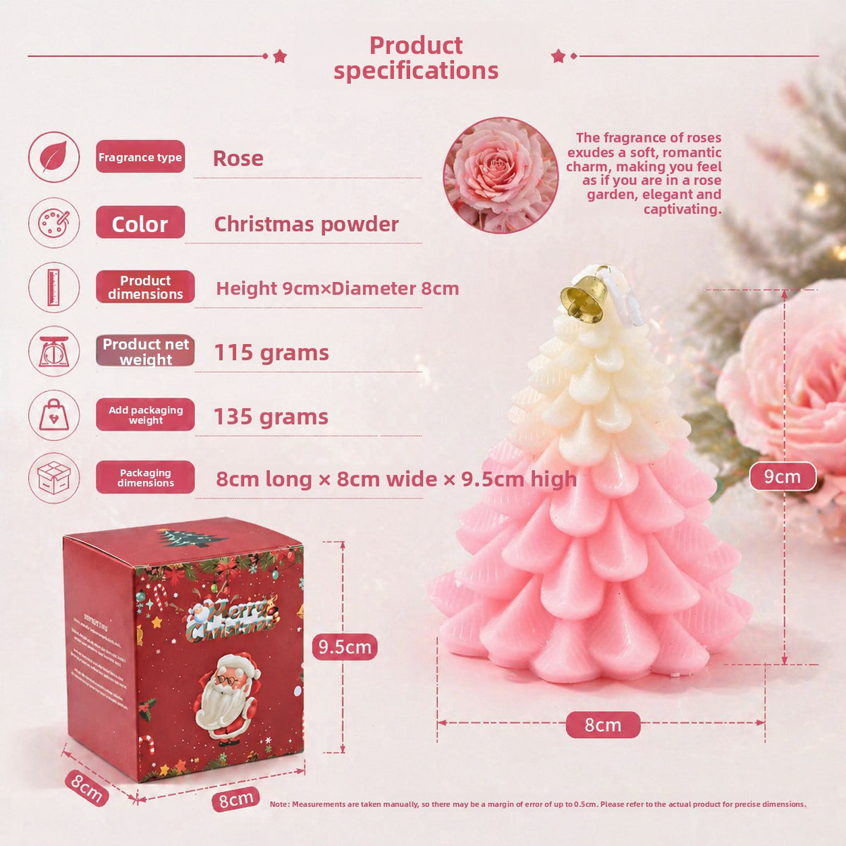 Handmade Christmas Tree Scented Candle Novelty Holiday Gift Box Set