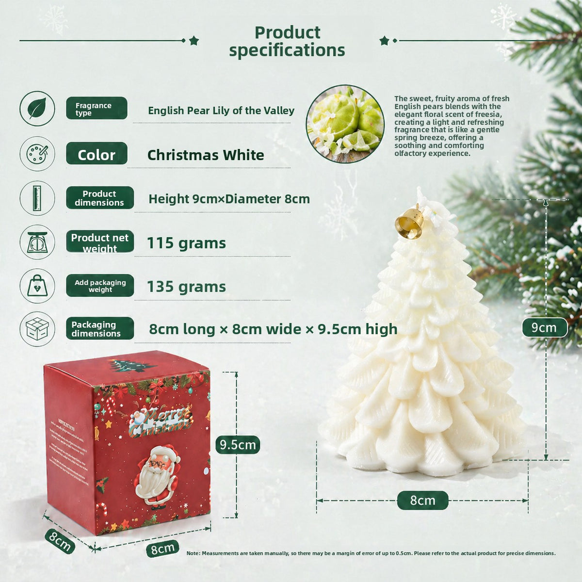 Handmade Christmas Tree Scented Candle Novelty Holiday Gift Box Set
